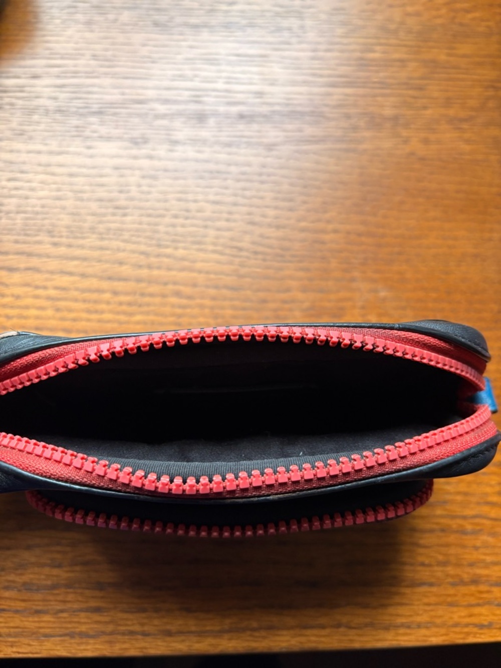 Coach Men/ Women Black Leather Crossbody Pouch with Blue and Red Trim- No strap - Picture 6 of 6